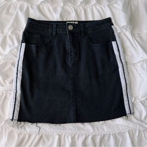 Black Demin Striped High Wasted Mini Skirt